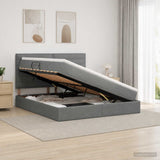 Storage Bed with Headboard with Storage Dark Grey Double Fabric