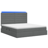 LED Storage Bed with Mattress Dark Grey 160 x 200 cm Fabric - Close-Up Angle