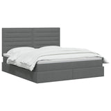 LED Storage Bed with Mattress Dark Grey 160 x 200 cm Fabric
