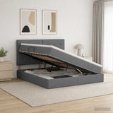 LED Storage Bed with Mattress Dark Grey 160 x 200 cm Fabric - Top-Down View