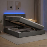 LED Storage Bed with Mattress Dark Grey 160 x 200 cm Fabric