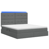 LED Storage Bed with Mattress Dark Grey 160 x 200 cm Fabric - Close-Up Angle