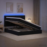 Ottoman Bed with Mattress and LED Black Double Velvet - Top-Down View