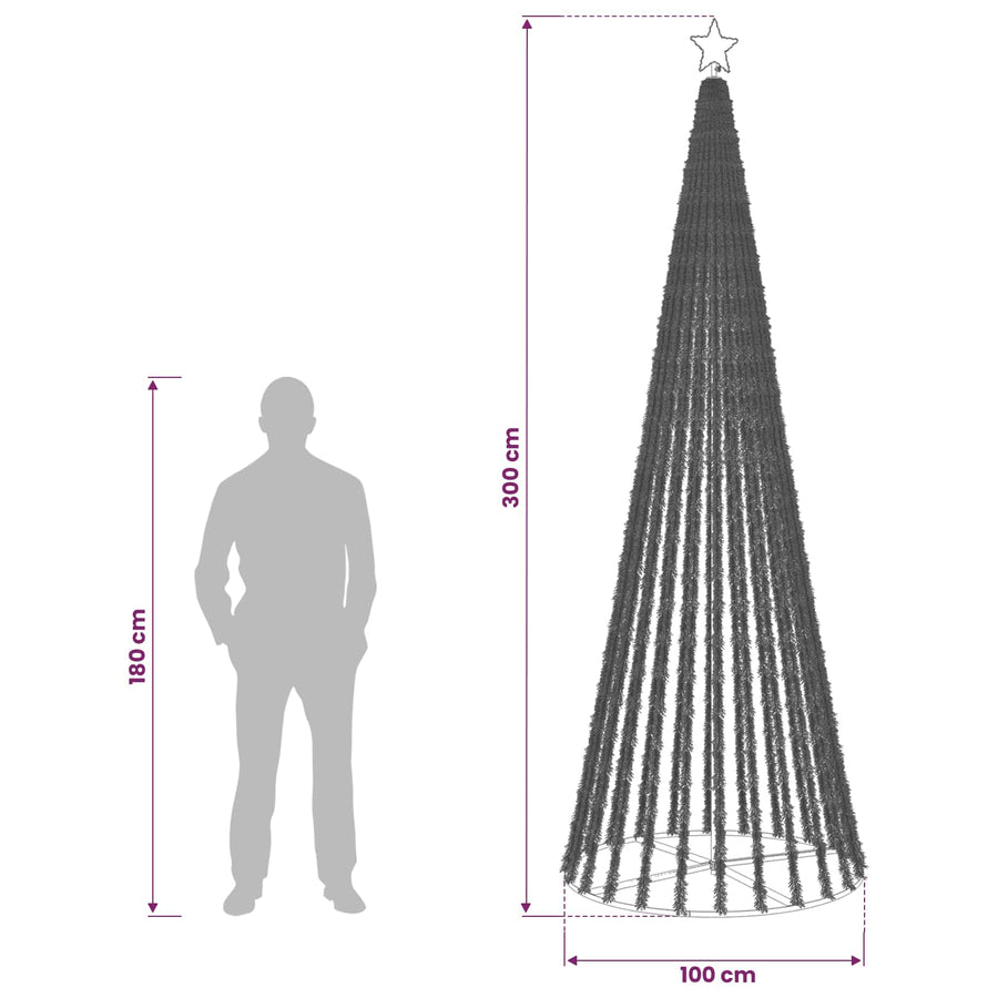 LED Christmas Tree 300 cm 668 LEDs Blue Steel Black