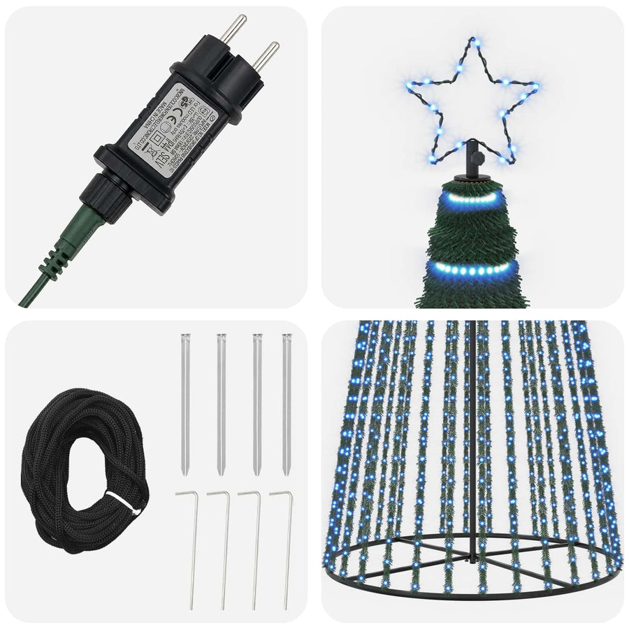 LED Christmas Tree 500 cm 1524 LEDs Blue Steel Black