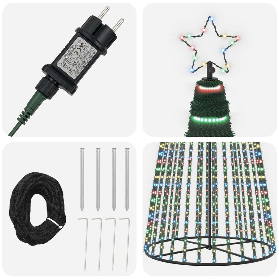LED Christmas Tree 500 cm 1524 LEDs Multicolour Steel Black