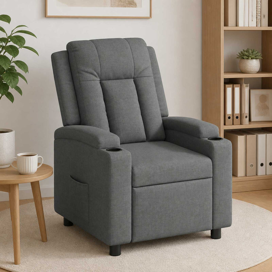 Recliner Chair Dark Grey 75 x 95 x 100 cm Fabric