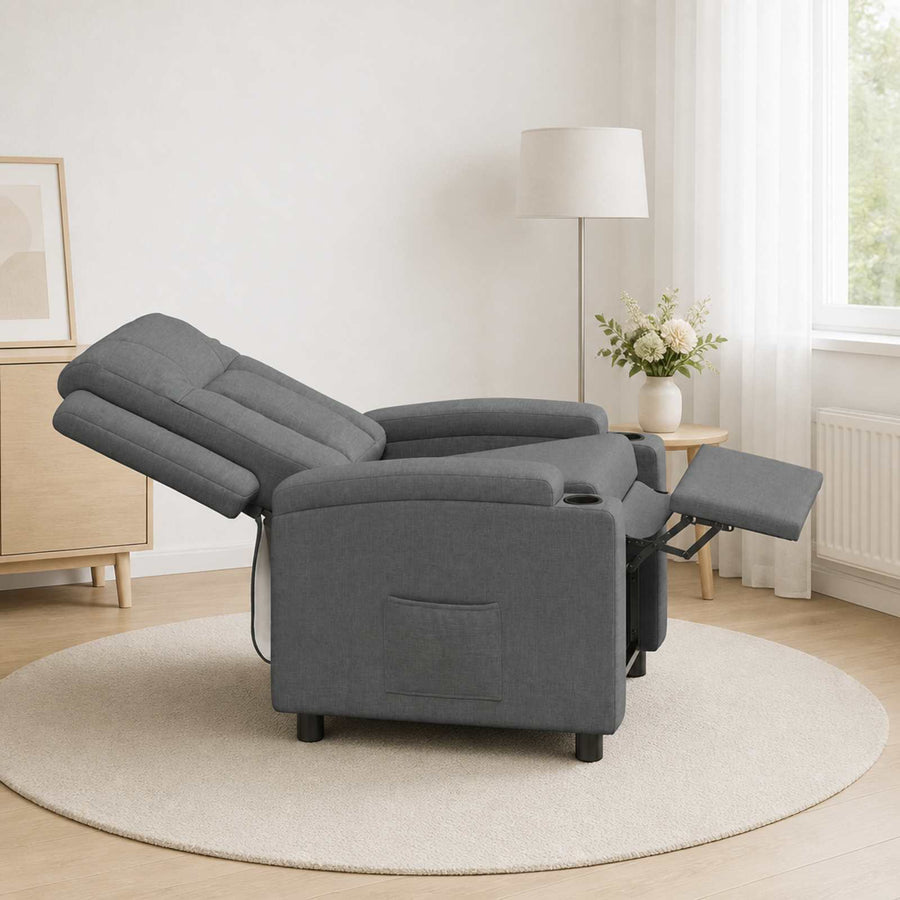Recliner Chair Dark Grey 75 x 95 x 100 cm Fabric