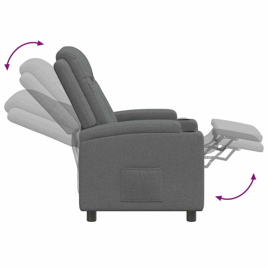 Recliner Chair Dark Grey 75 x 95 x 100 cm Fabric