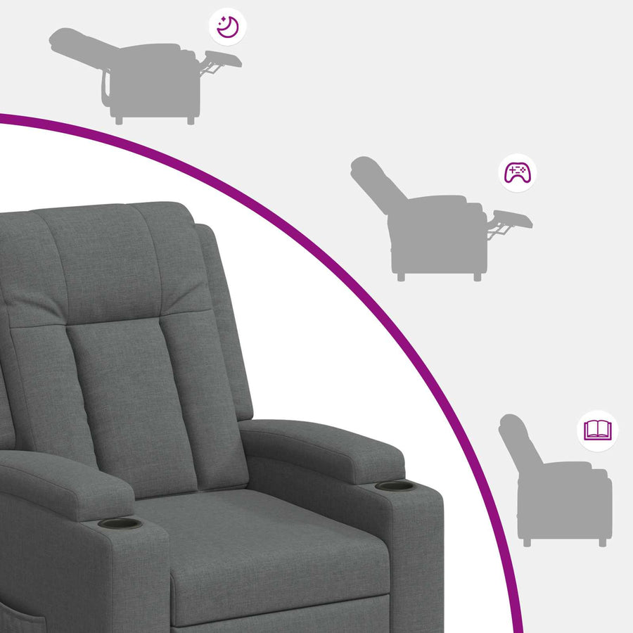 Recliner Chair Dark Grey 75 x 95 x 100 cm Fabric