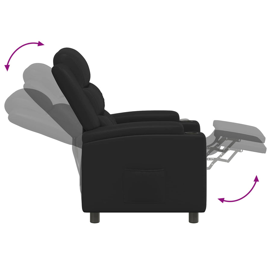 Recliner Chair Black 75 x 93 x 98 cm Fabric