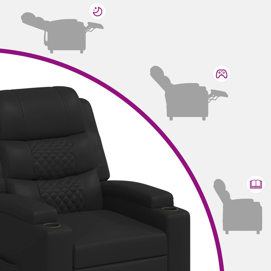 Recliner Chair Black 75 x 93 x 98 cm Fabric