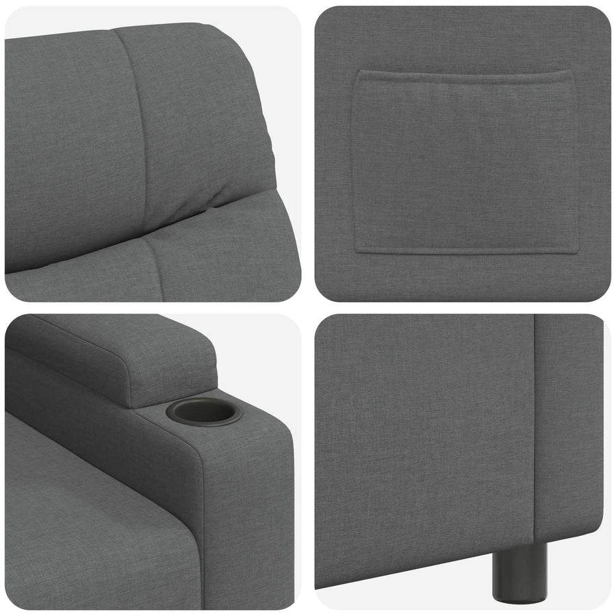 Recliner Chair Dark Grey 75 x 93 x 102 cm Fabric