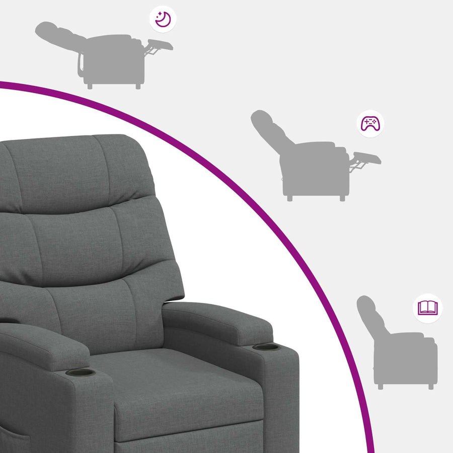 Recliner Chair Dark Grey 75 x 93 x 102 cm Fabric
