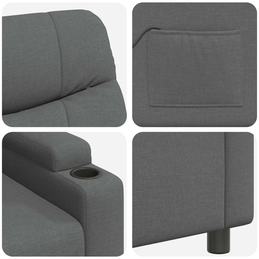 Recliner Massage Chair Dark Grey 75 x 93 x 102 cm Fabric