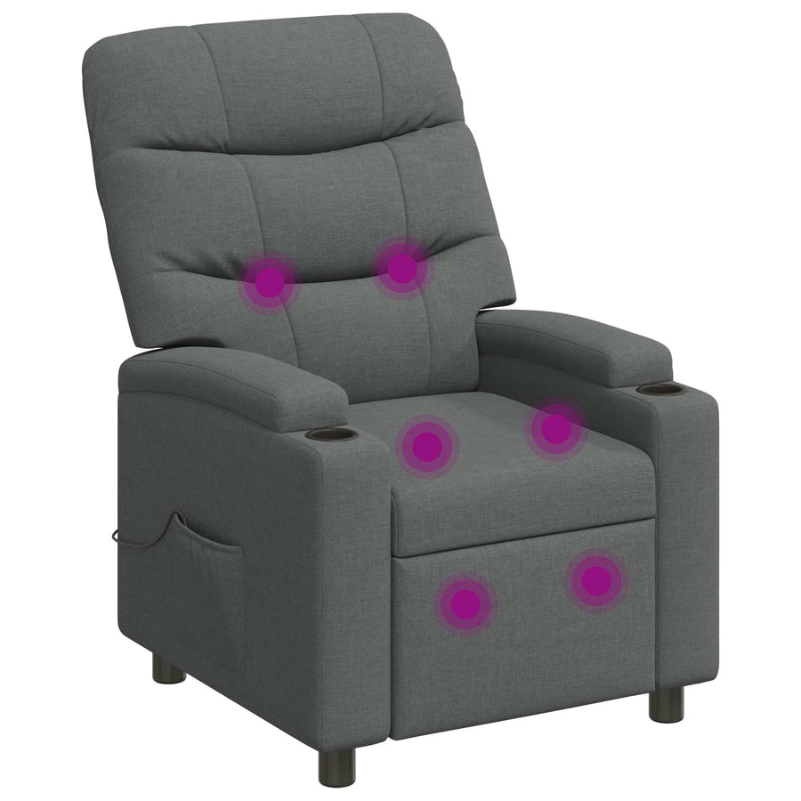 Recliner Massage Chair Dark Grey 75 x 93 x 102 cm Fabric