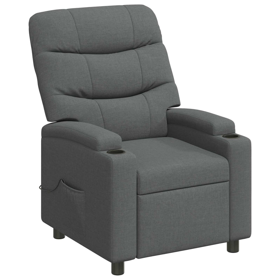 Recliner Massage Chair Dark Grey 75 x 93 x 102 cm Fabric