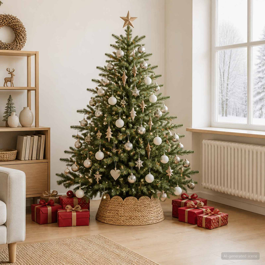 Christmas Tree Collar Round Natural Ø 60 x 22 cm Water hyacinth