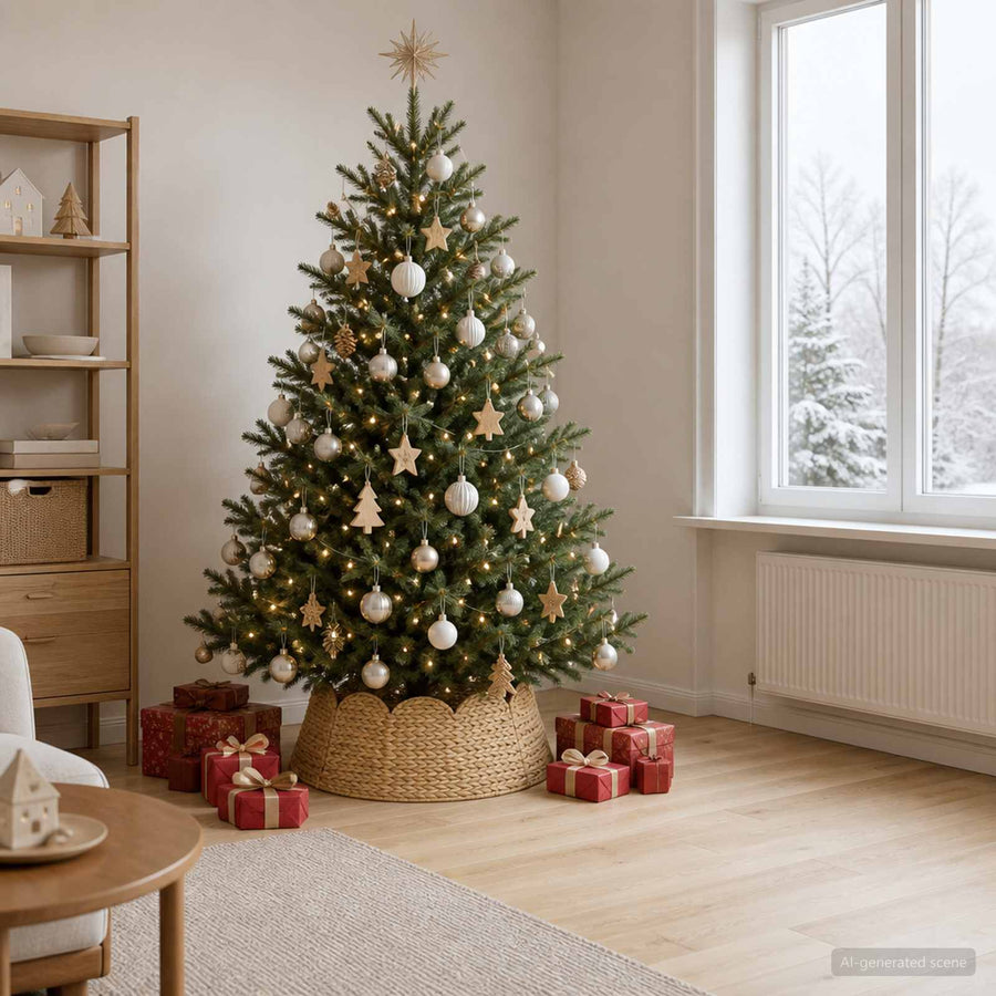 Christmas Tree Collar Round Natural Ø 75 x 25 cm Water hyacinth