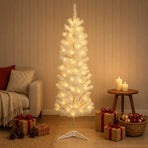 Artificial Slim Christmas Tree 150 cm 150 LEDs Warm White