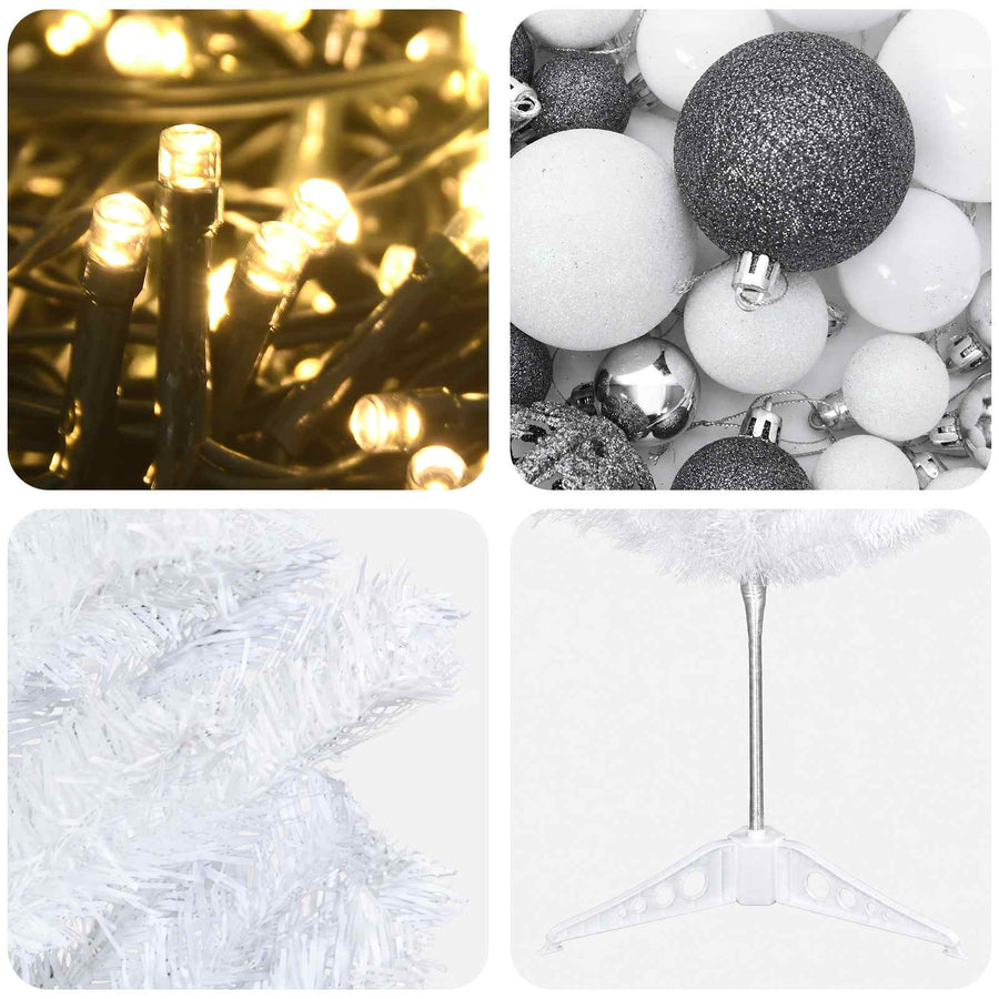 Artificial Slim Christmas Tree with Bauble 120 cm 150 LEDs