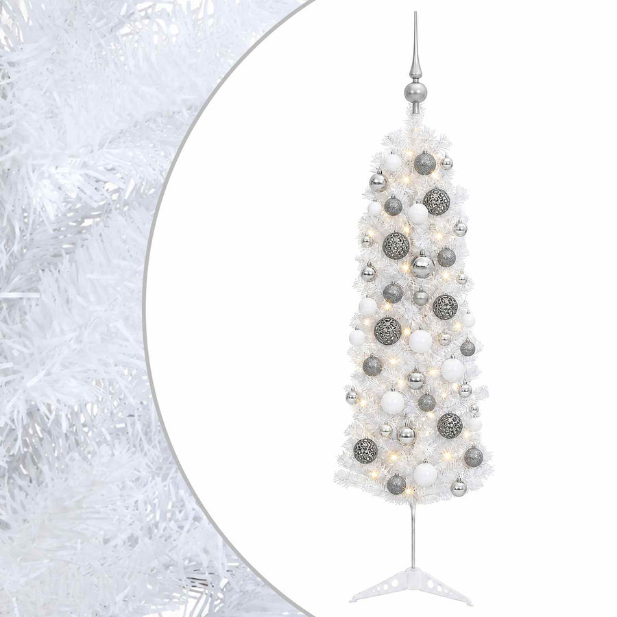 Artificial Slim Christmas Tree with Bauble 120 cm 150 LEDs
