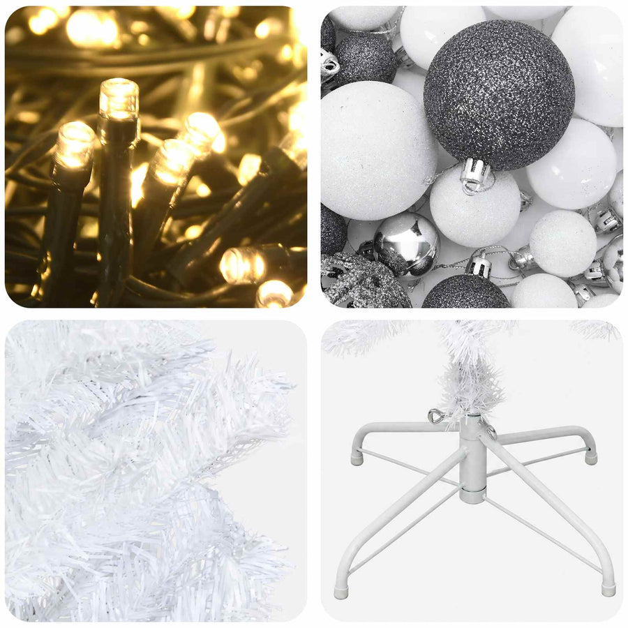 Artificial Slim Christmas Tree with Bauble 210 cm 300 LEDs