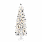 Artificial Slim Christmas Tree with Bauble 210 cm 300 LEDs