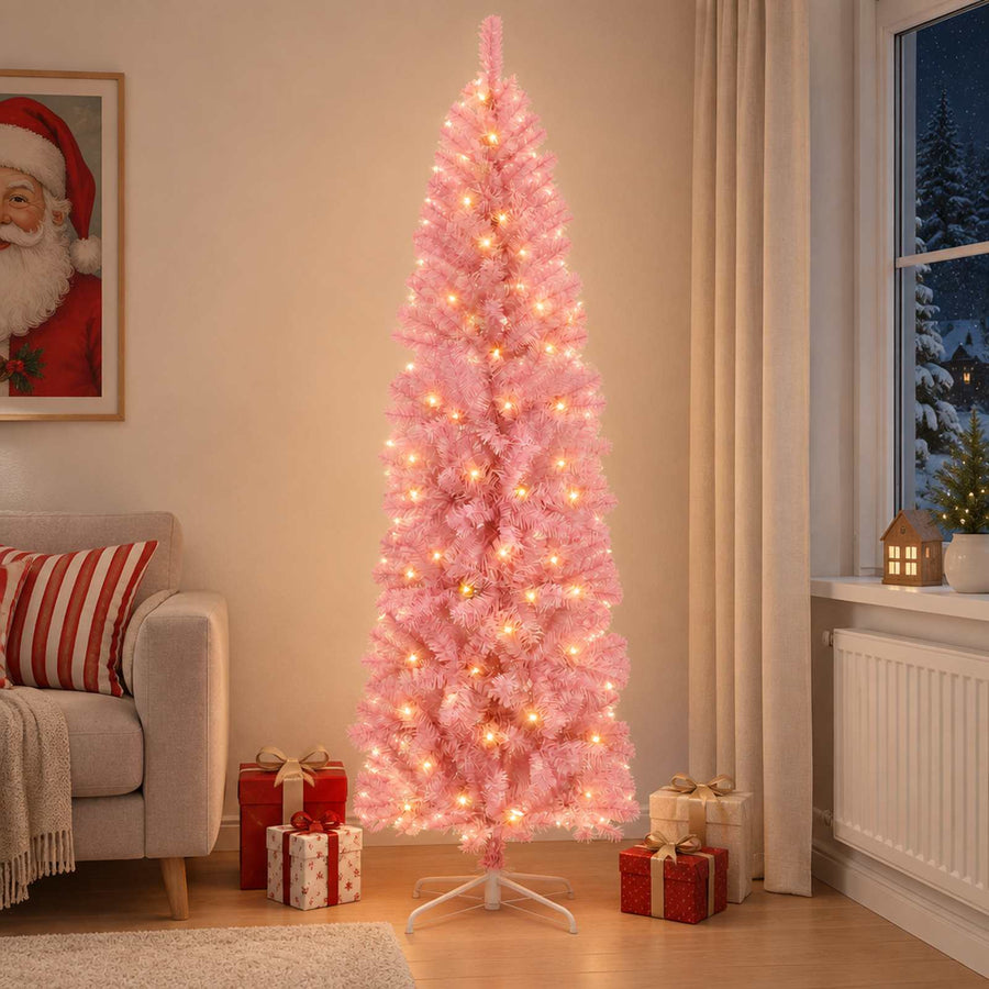 Artificial Slim Christmas Tree 240 cm 300 LEDs Warm White