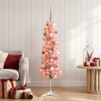 Artificial Slim Christmas Tree with Baubles 150 cm 150 LEDs