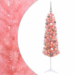 Artificial Slim Christmas Tree with Baubles 120 cm 150 LEDs