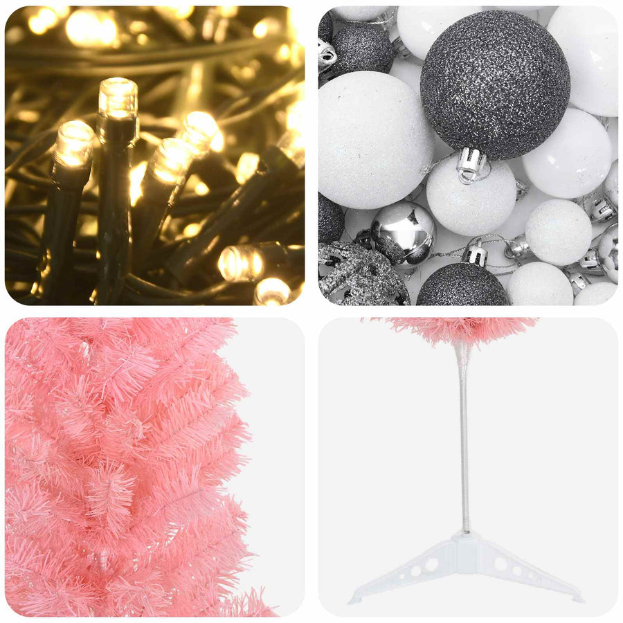Artificial Slim Christmas Tree with Baubles 150 cm 150 LEDs