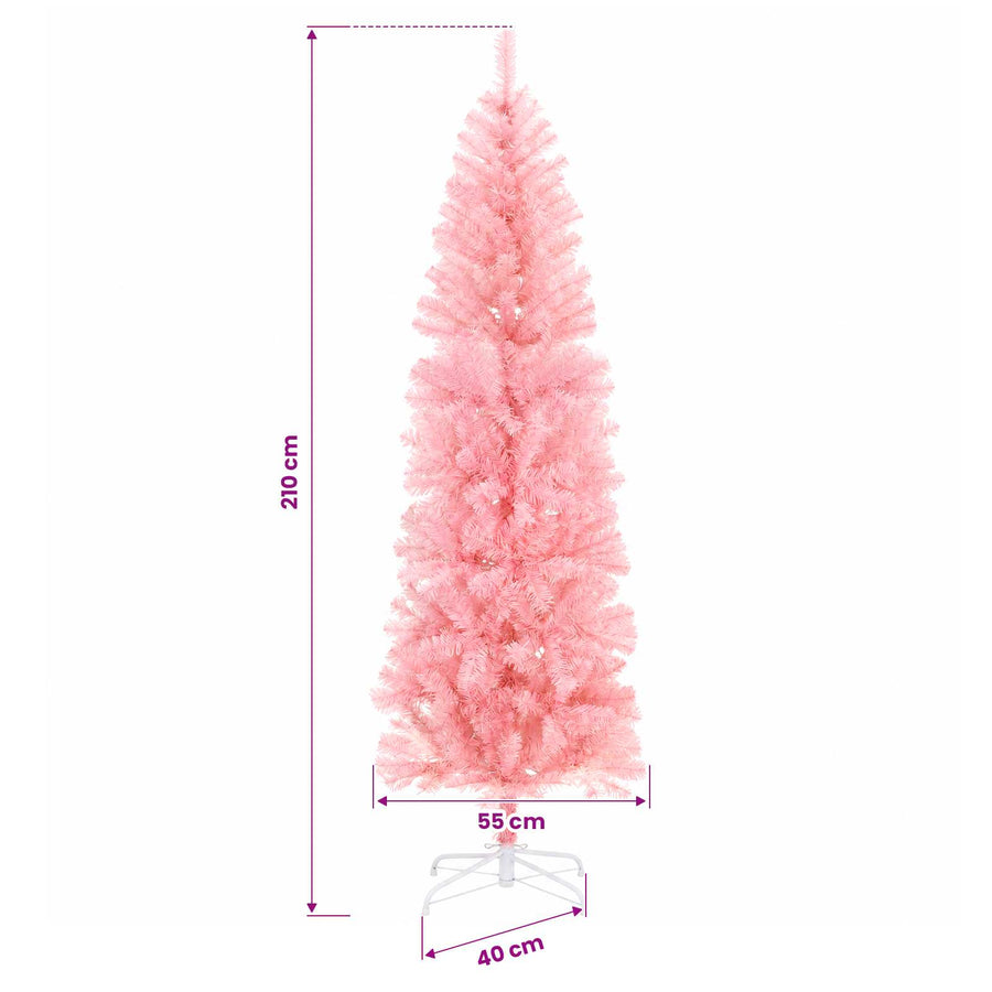 Artificial Slim Christmas Tree with Bauble 210 cm 300 LEDs