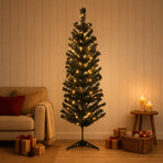 Artificial Slim Christmas Tree 150 cm 150 LEDs Warm White