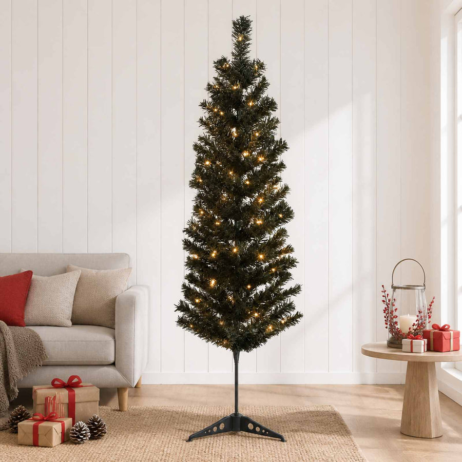 Artificial Slim Christmas Tree 120 cm 150 LEDs Warm White