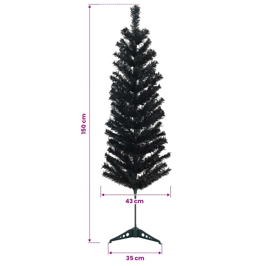 Artificial Slim Christmas Tree 150 cm 150 LEDs Warm White