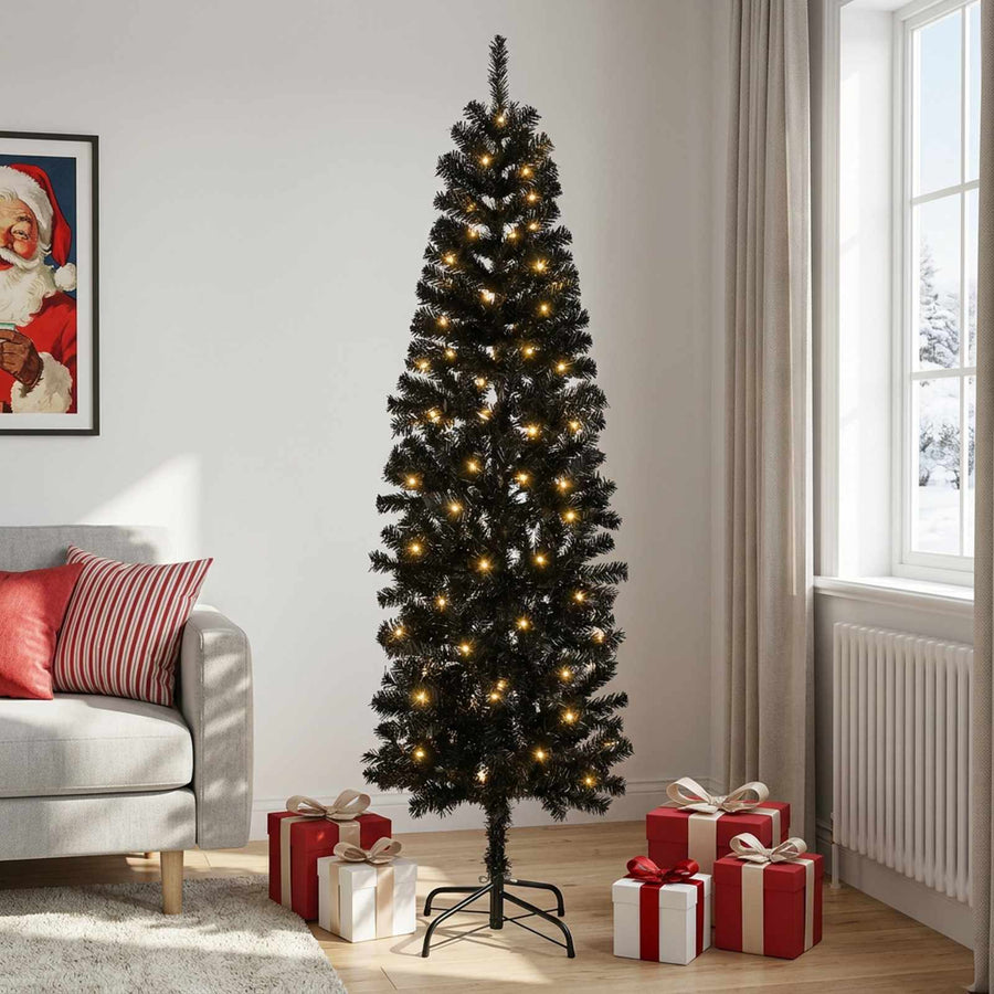 Artificial Slim Christmas Tree 240 cm 300 LEDs Warm White