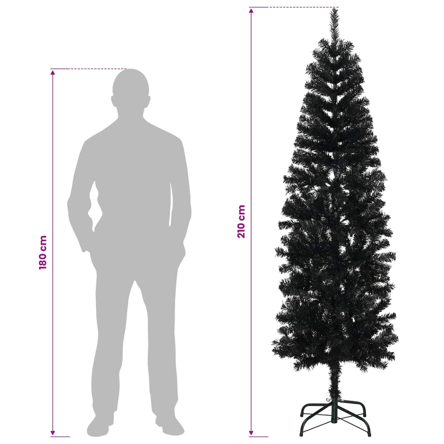 Artificial Slim Christmas Tree 210 cm 300 LEDs Warm White