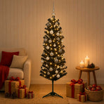 Artificial Slim Christmas Tree with Bauble 150 cm 150 LEDs