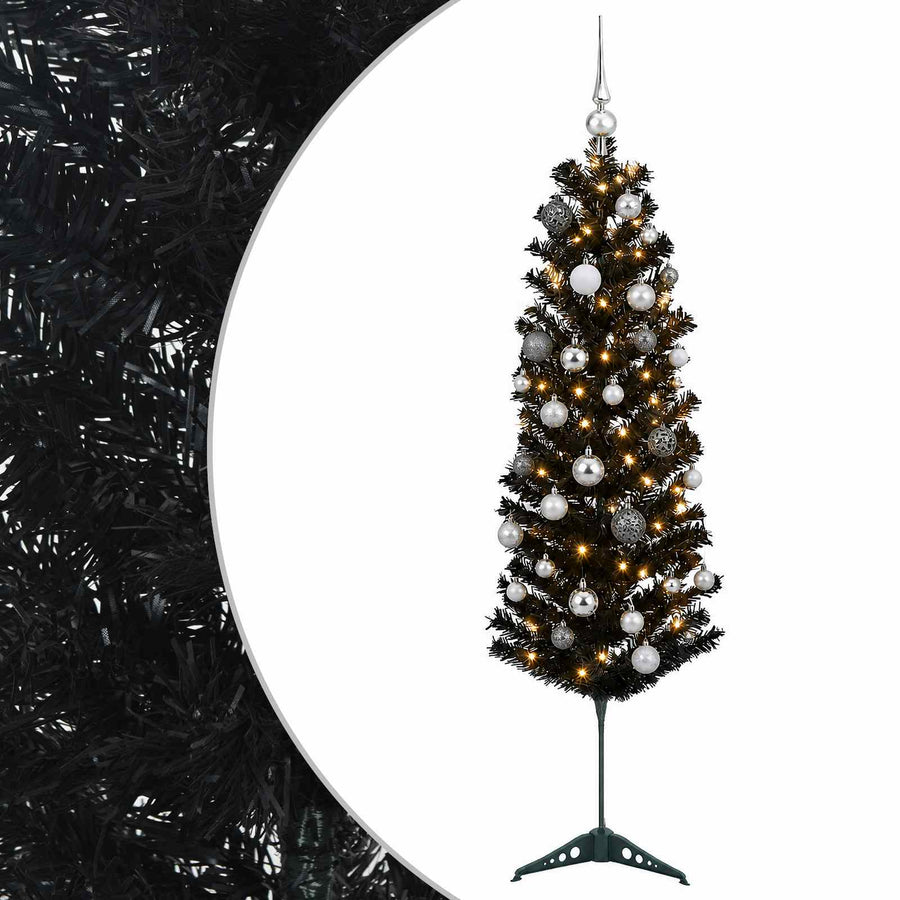 Artificial Slim Christmas Tree with Bauble 120 cm 150 LEDs