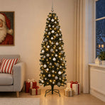 Artificial Slim Christmas Tree with Bauble 240 cm 300 LEDs
