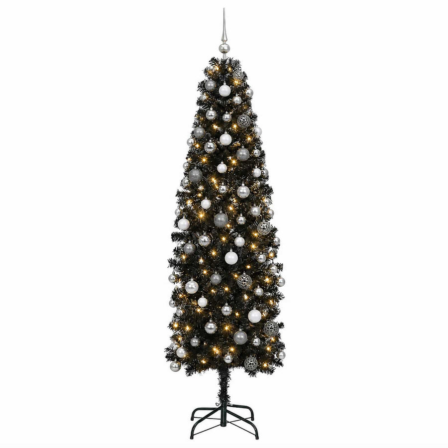 Artificial Slim Christmas Tree with Bauble 180 cm 300 LEDs