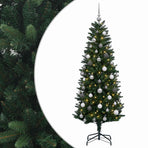 Artificial Hinged Christmas Tree with Baubles 150 cm 150 LEDs
