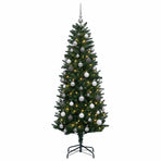 Artificial Hinged Christmas Tree with Baubles 150 cm 150 LEDs