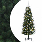 Artificial Hinged Christmas Tree with Baubles 180 cm 300 LEDs