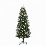 Artificial Hinged Christmas Tree with Baubles 180 cm 300 LEDs
