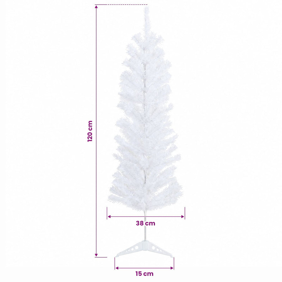 Artificial Slim Christmas Tree 120 cm PVC and Steel White