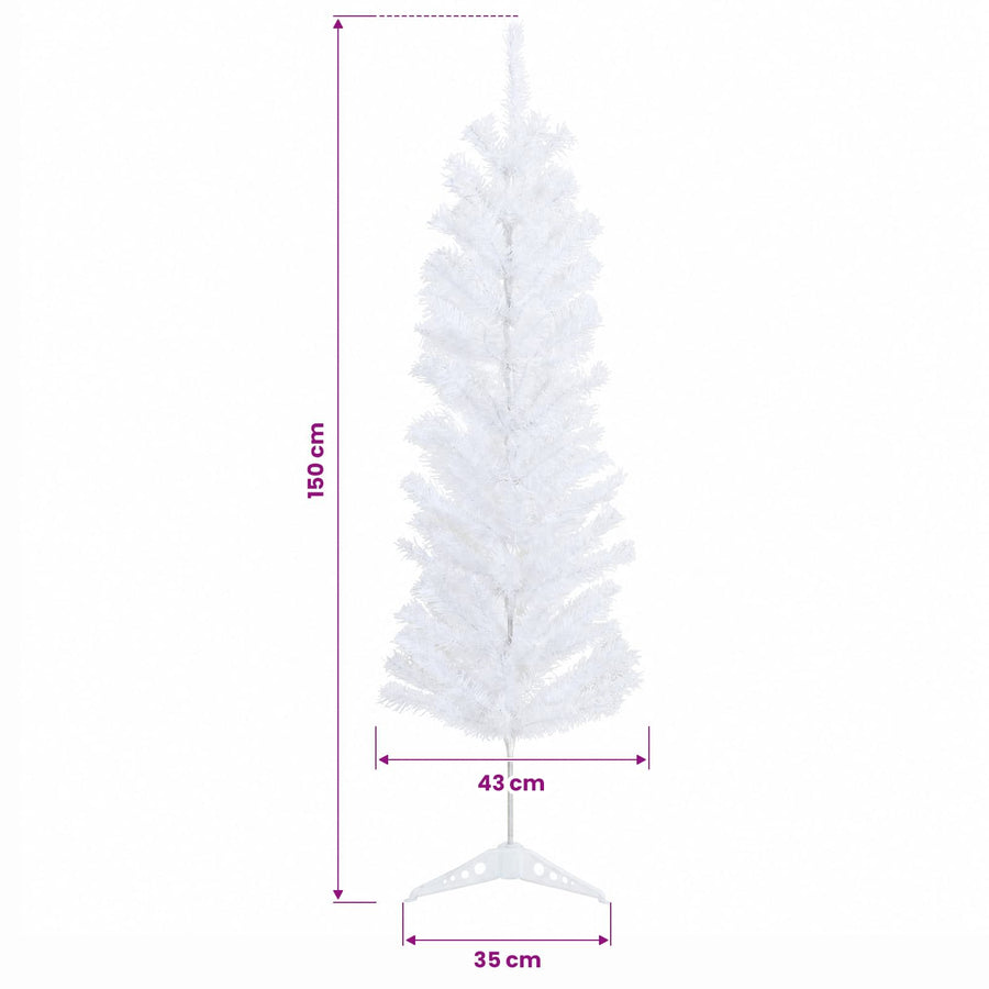 Artificial Slim Christmas Tree 150 cm PVC and Steel White