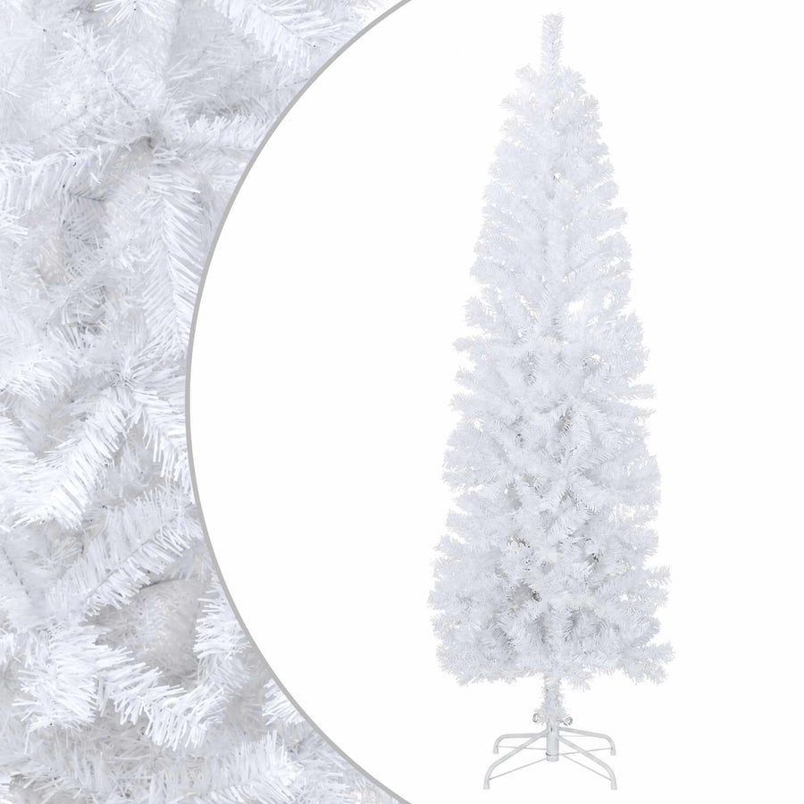 Artificial Slim Christmas Tree 210 cm PVC and Steel White