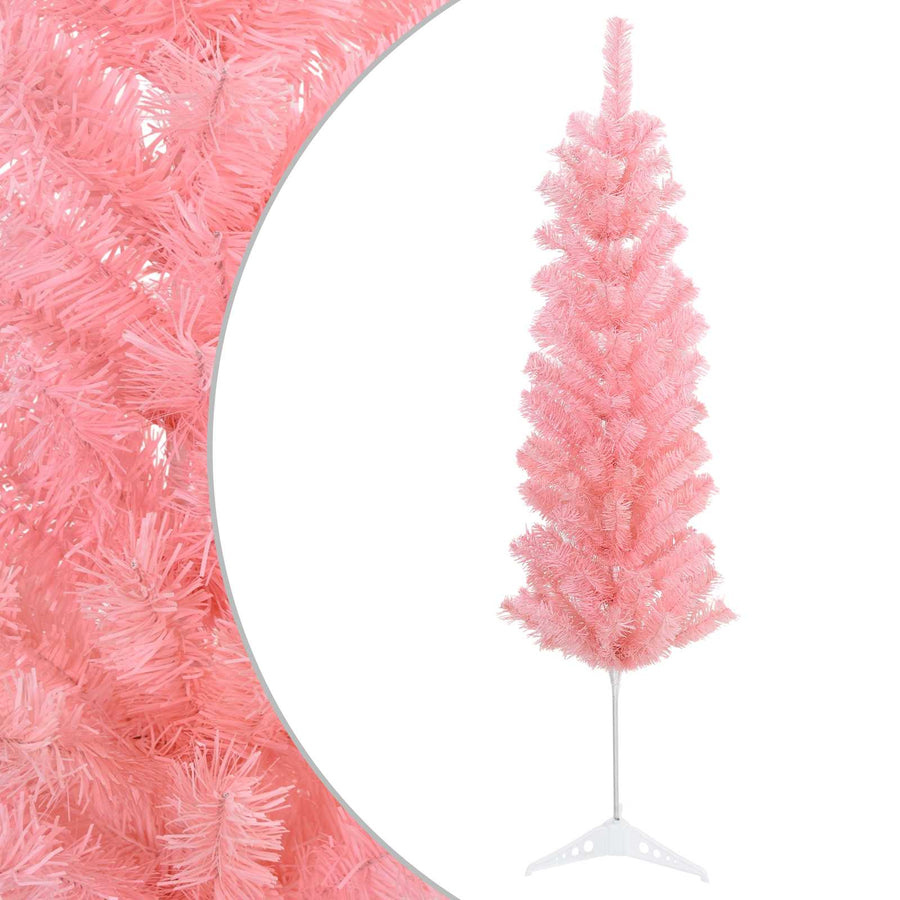 Artificial Slim Christmas Tree 150 cm PVC and Steel Pink